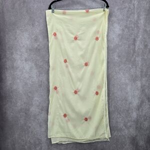 Cream Pink Flower Embroidered Long Indian Dupatta Shawl Scarves Wrap Scarf 70x34